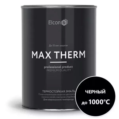 Эмаль "ELCON" термостойкая, чёрная 1л. (до 1000°С)