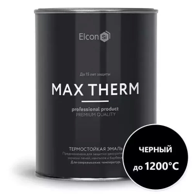 Эмаль "ELCON" термостойкая, чёрная 1л. (до 1200°С)