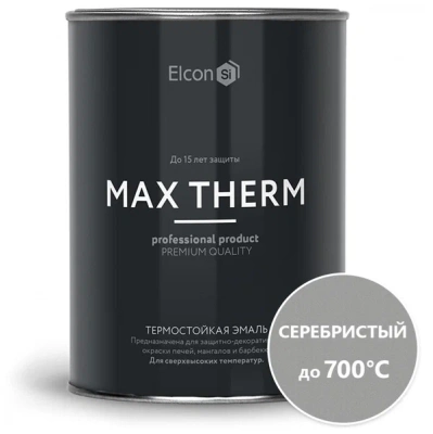 Эмаль "ELCON" термостойкая, серебро 1л. (до 700°С)